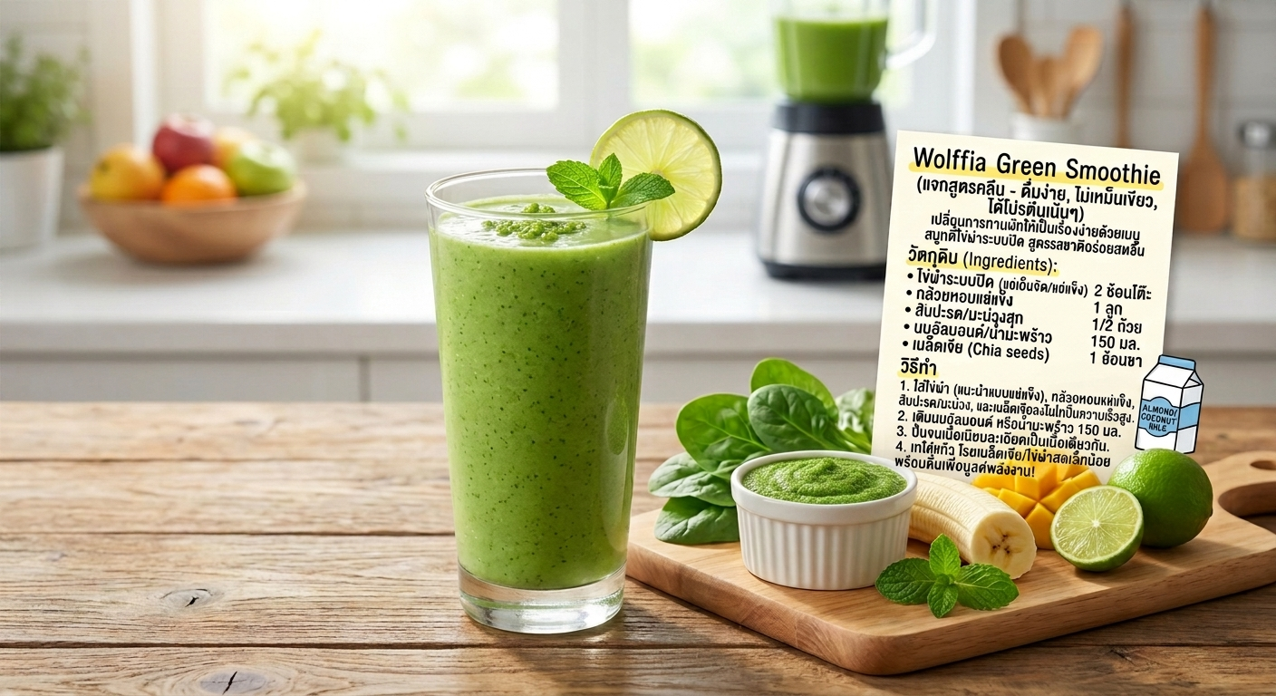 แจกสูตร Wolffia Green Smoothie น้ำผักดื่มง่าย ไม่เหม็นเขียว ได้โปรตีนเน้นๆ