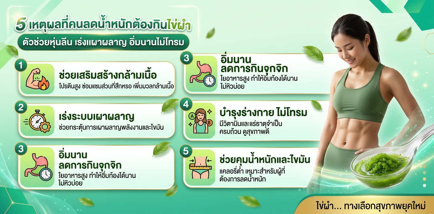 5 เหตุผลที่คนลดน้ำหนักต้องกินไข่ผำ ตัวช่วยหุ่นลีน เร่งเผาผลาญ อิ่มนานไม่โทรม